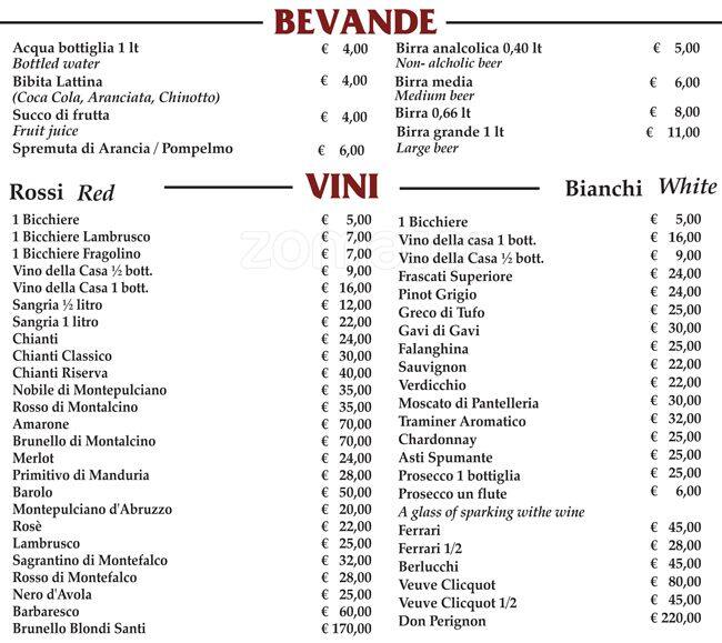 Menu di Vacanza Romana 