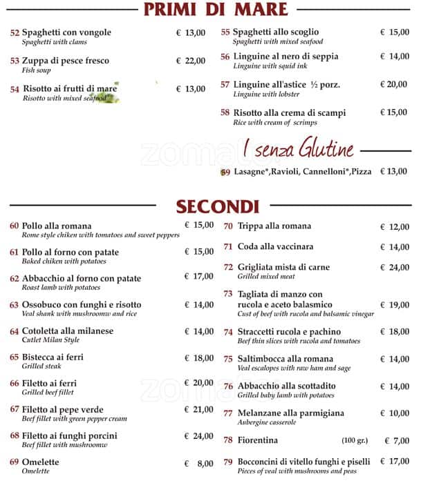 Menu di Vacanza Romana 