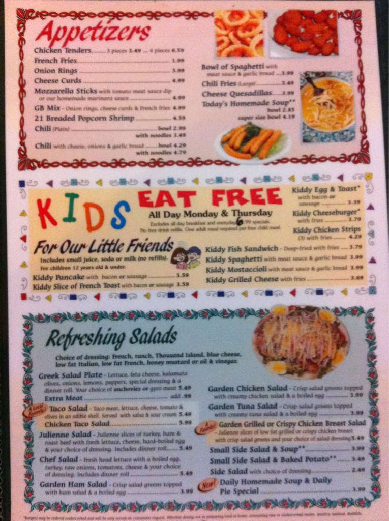 Menu at Golden Basket Restaurant, Green Bay