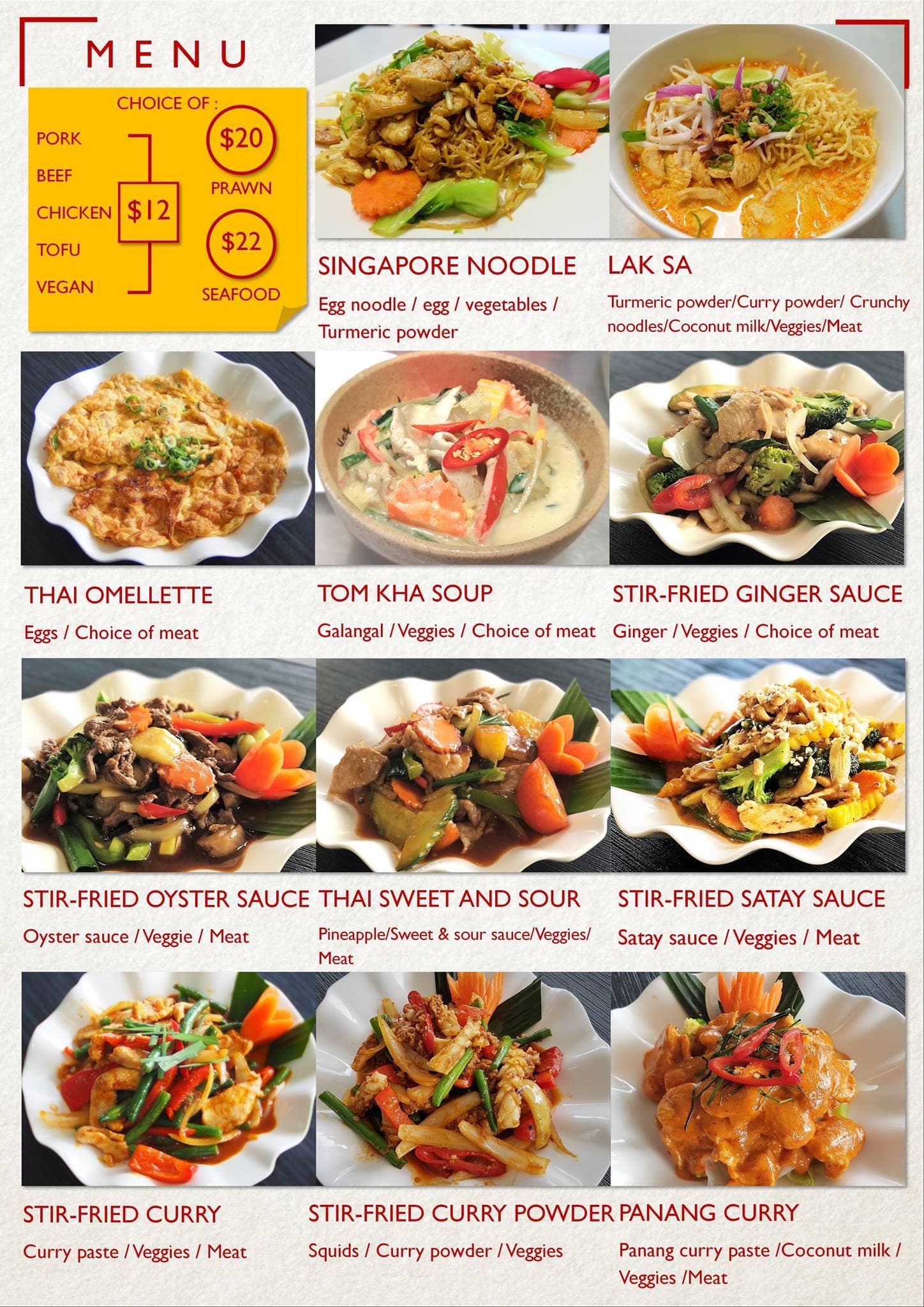 Menu at IMM THAI CAFE, Cairns
