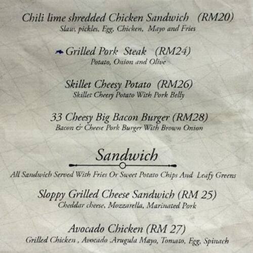 33 Blue Room Menu Menu For 33 Blue Room Seksyen 51a
