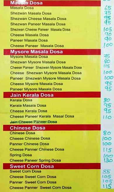 Real Fresh Dosa Corner menu