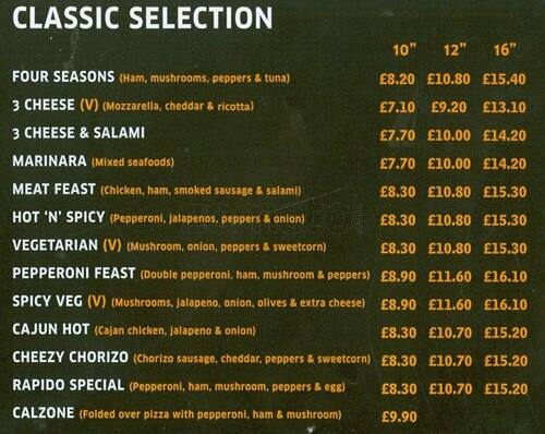 Rapido menu