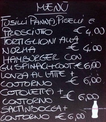 Menu di La Chicchera 