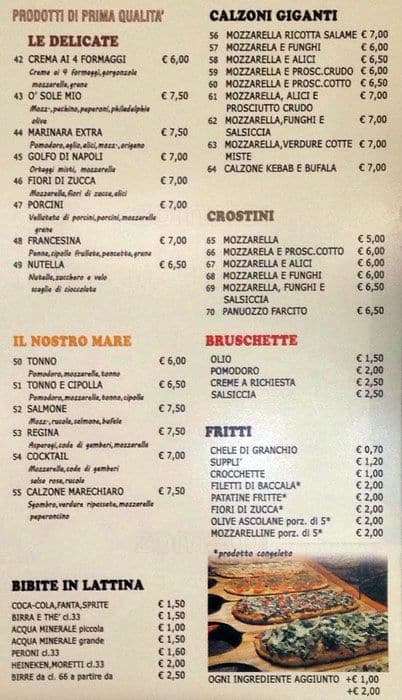 Menu di Le Ancore 