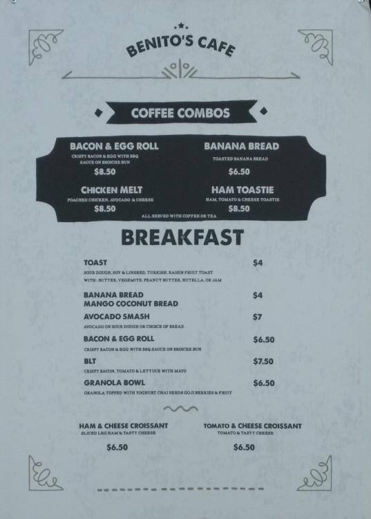 Benito's Cafe Menu, Menu for Benito's Cafe, Ultimo, Sydney Urbanspoon