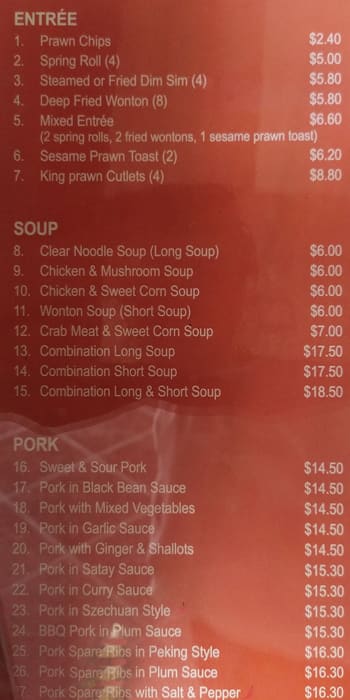 Menu at Panda Chinese Takeaway fast food, Wynnum West