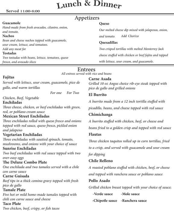 Menu at Juarez Restaurant & Bakery, Round Rock