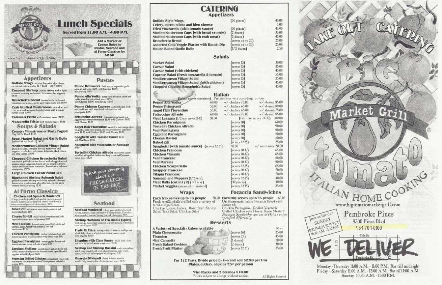 Big Tomato Market Grill Menu, Menu for Big Tomato Market Grill