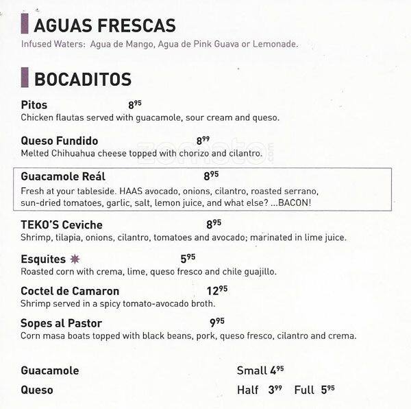 Menu at La Margarita restaurant, Irving, N Belt Line Rd