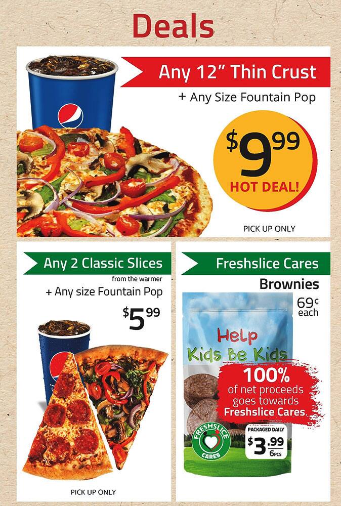 Freshslice Pizza menu