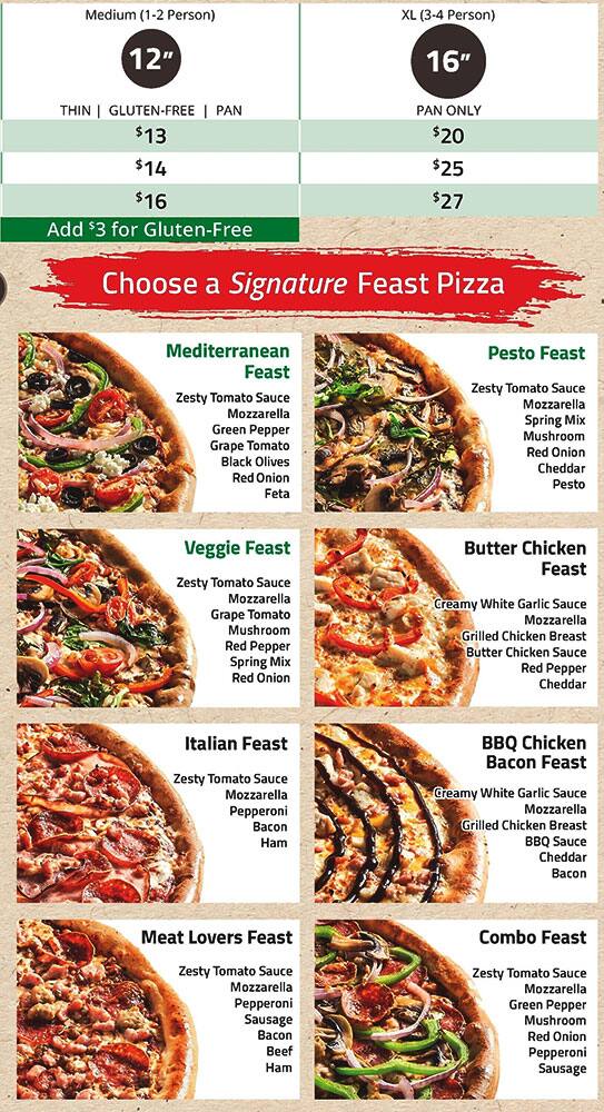 Freshslice Pizza menu
