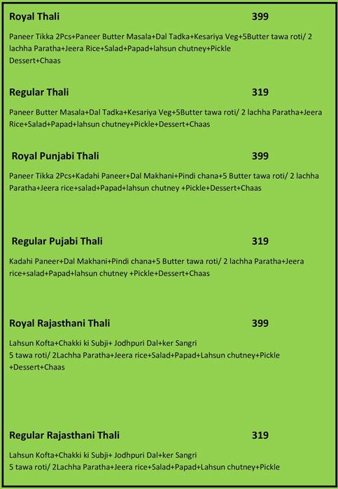 Thali Nation menu
