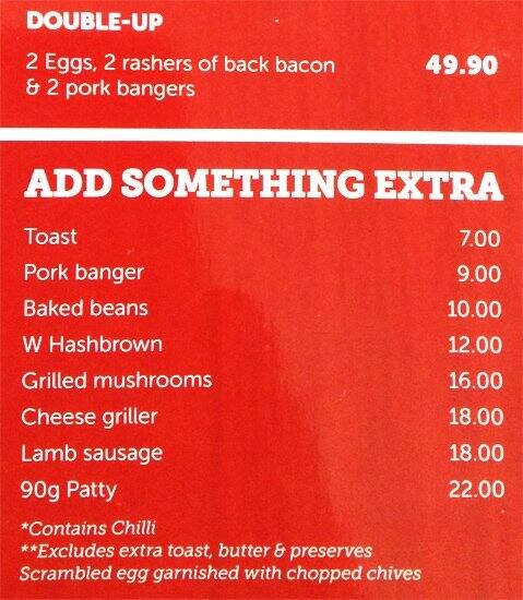 Wimpy Engen Aveling Speisekarte