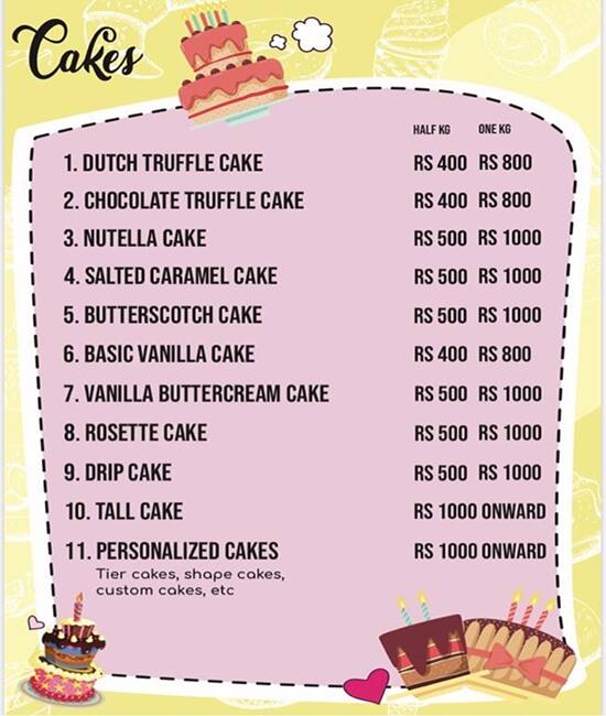 Menu at Cake Pop Company, Mumbai