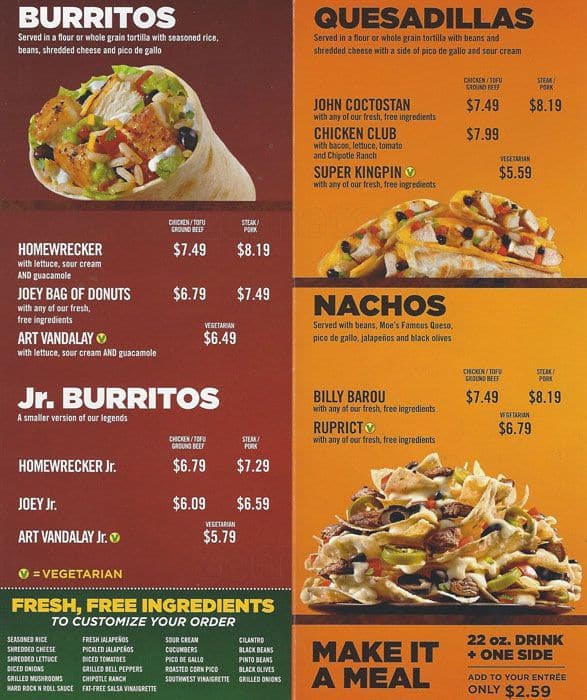 Moe's Southwest Grill Menu Urbanspoon/Zomato