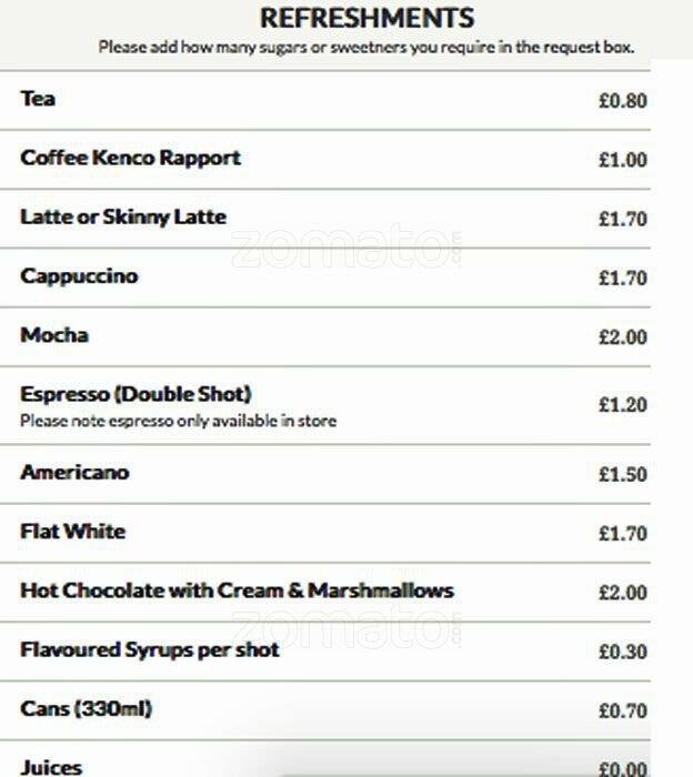 The Lunch Box menu