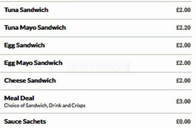 The Lunch Box menu