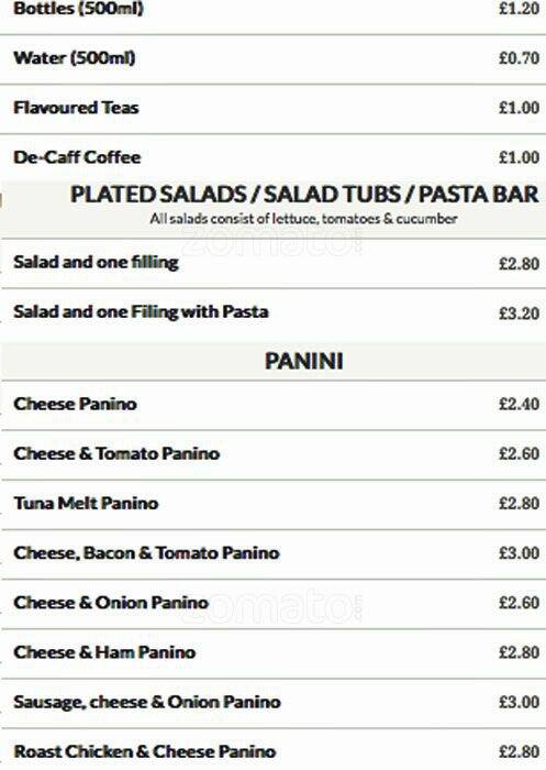 The Lunch Box menu