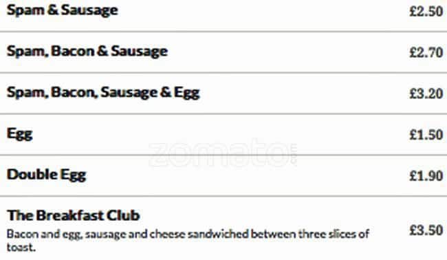 The Lunch Box menu
