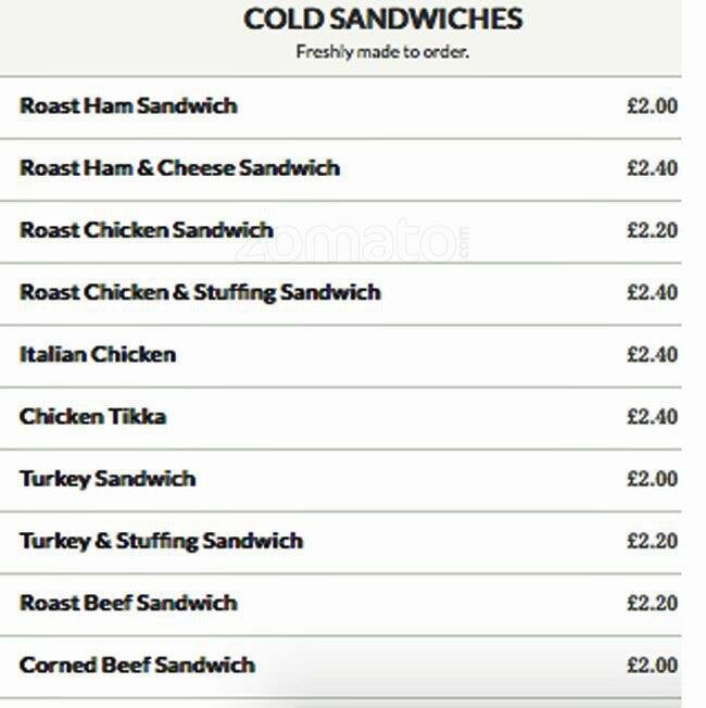 The Lunch Box menu