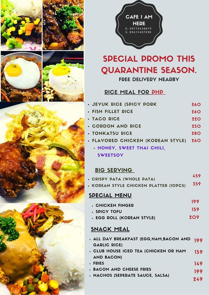 Menu Of Cafe I M Here Tomas Morato Quezon City