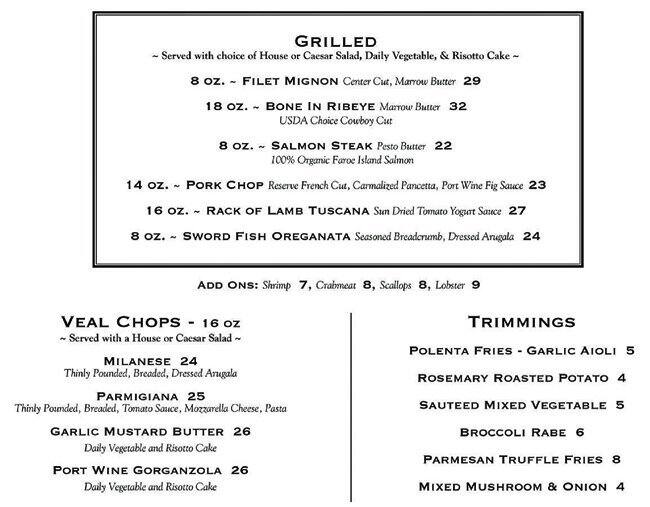 Menu at Fiamma Italian Grill pub & bar, Bethlehem