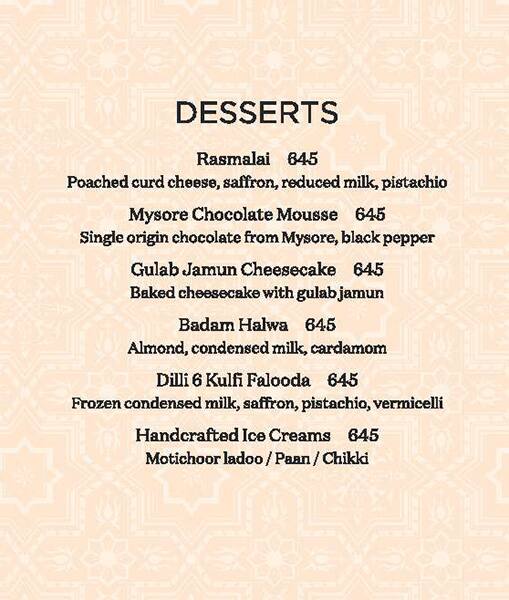 Menu at Saffron JW Marriott Mumbai Juhu, Mumbai