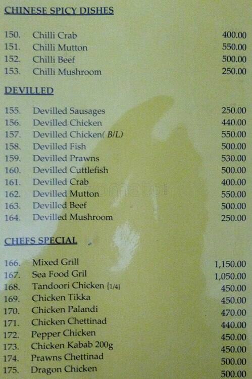 Sangeeth Restaurant menu