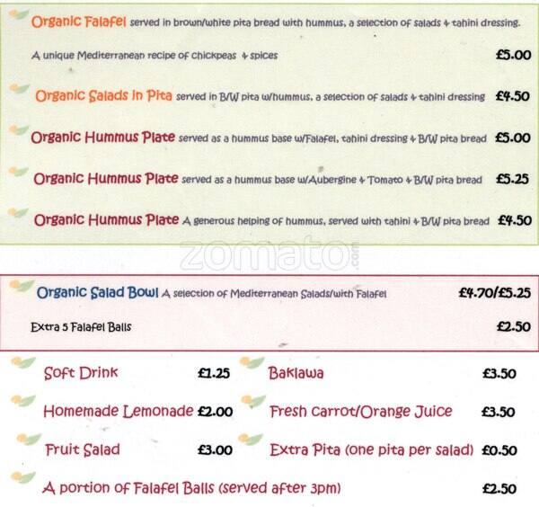 Organic Chickpeas Menu, Menu for Organic Chickpeas, Canary Wharf