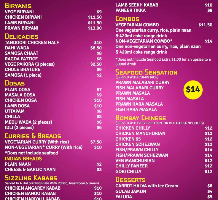 Spice Traders Menu, Menu for Spice Traders, Hastings, Hastings