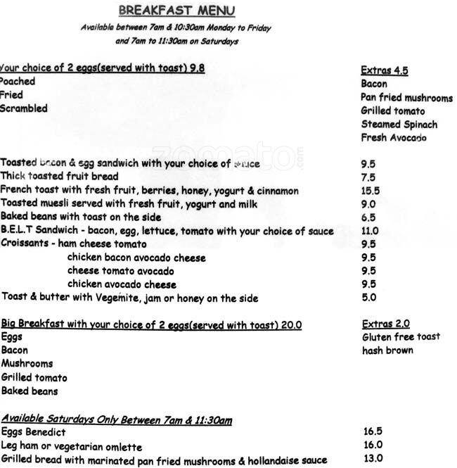 Red Chair Cafe Menu, Menu for Red Chair Cafe, Subiaco, Perth Urbanspoon/Zomato