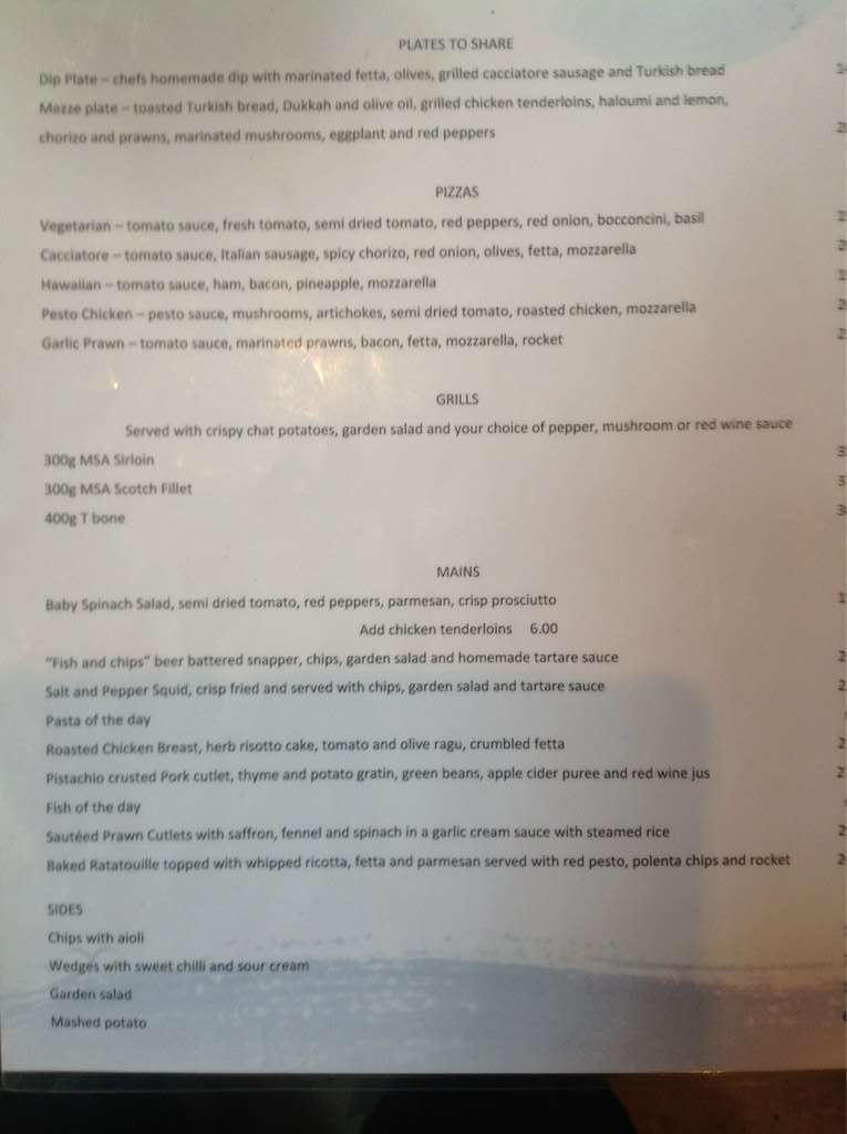 Stilts Menu, Menu for Stilts, Broadwater, Broadwater Urbanspoon/Zomato