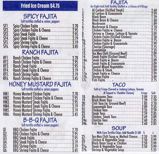 Tortillas King Menu, Menu for Tortillas King, Gravesend, New York City