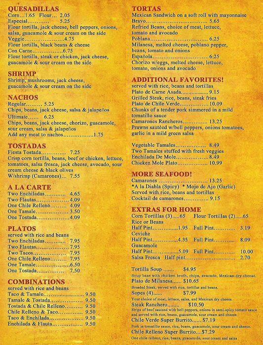 Bravo Taqueria Menu Menu For Bravo Taqueria Redwood City Redwood City