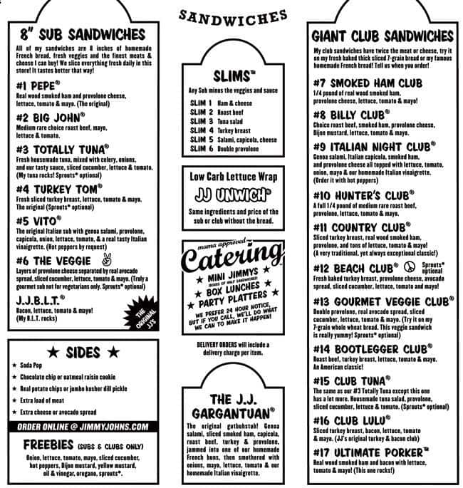 Jimmy John's Menu, Menu for Jimmy John's, Downtown, Detroit ...