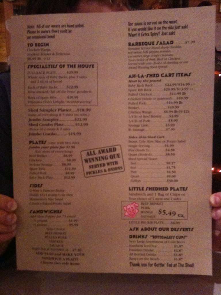 The Shed Bbq Menu vlr.eng.br