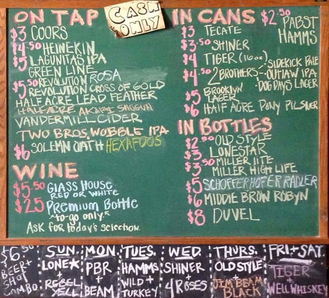 Empty Bottle Menu, Menu for Empty Bottle, Ukrainian Village, Chicago