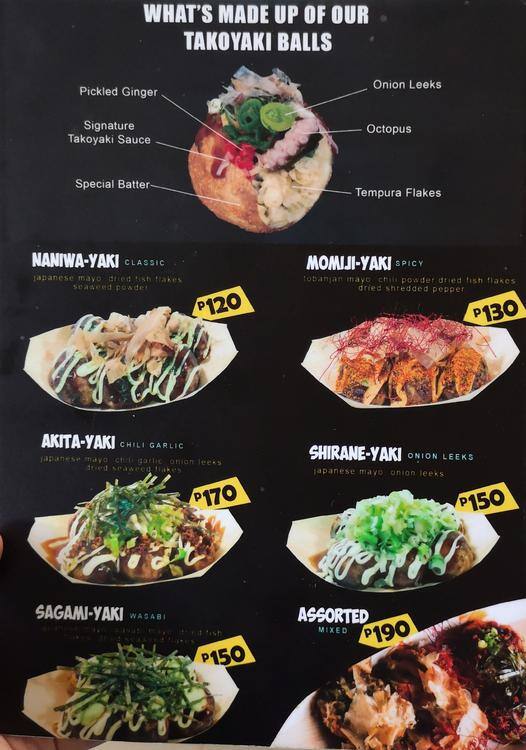 Authentic Takoyaki Menu, Menu for Authentic Takoyaki, Salcedo Village
