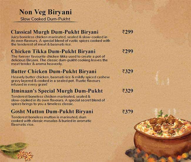 Itminaan Matka Biryani - Slow Cooked menu