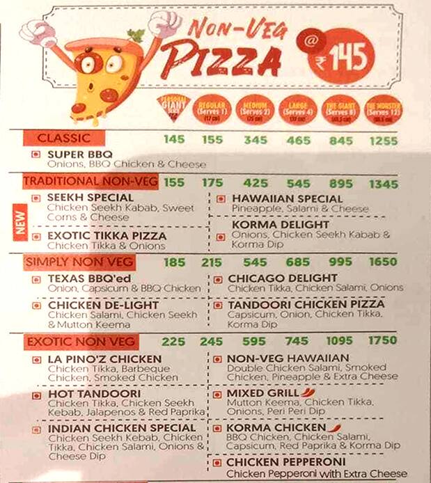 Menu Of La Pino'z Pizza, Patliputra Colony, Patna