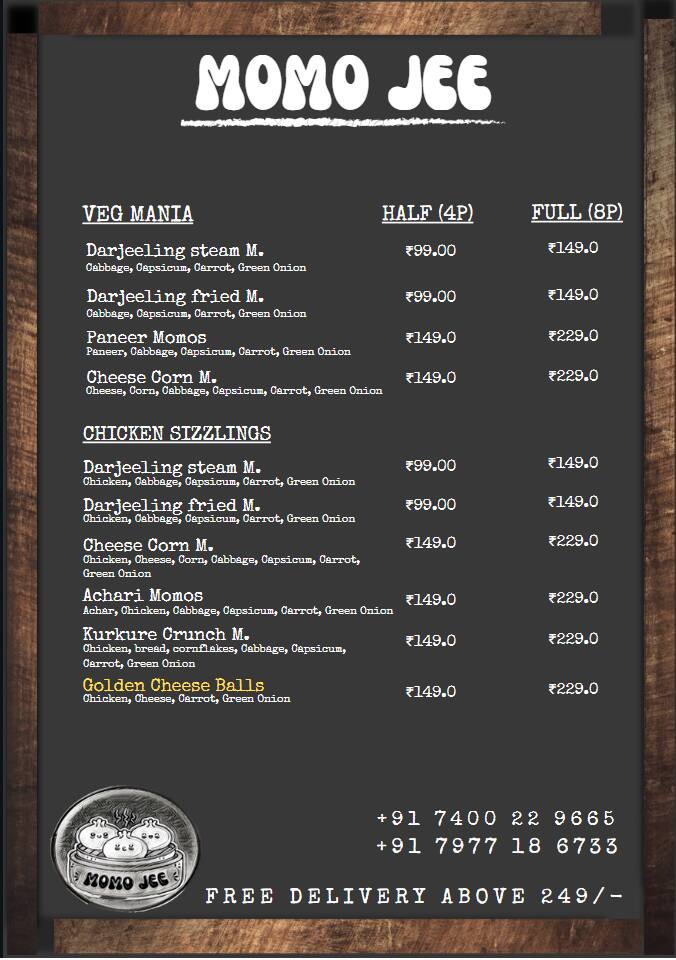Menu of Momojee, Vikhroli, Mumbai