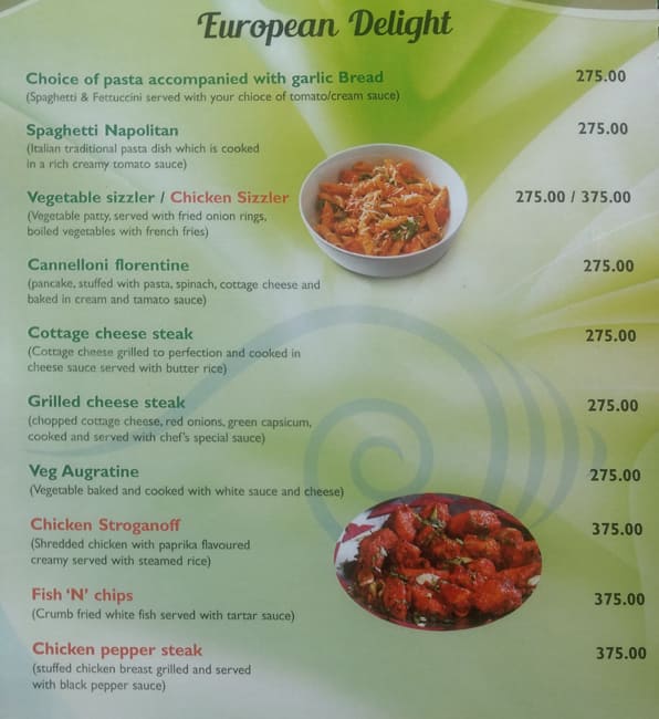 Panorama Multi Cuisine menu
