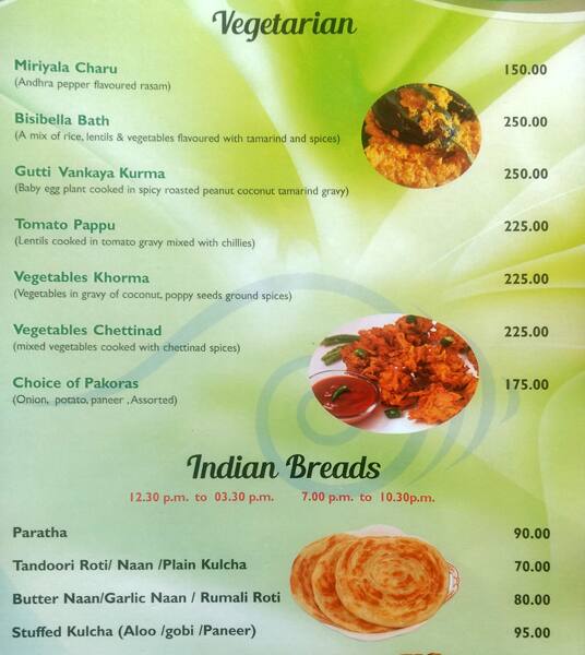 Panorama Multi Cuisine menu