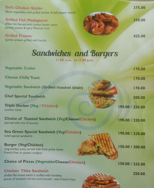 Panorama Multi Cuisine menu