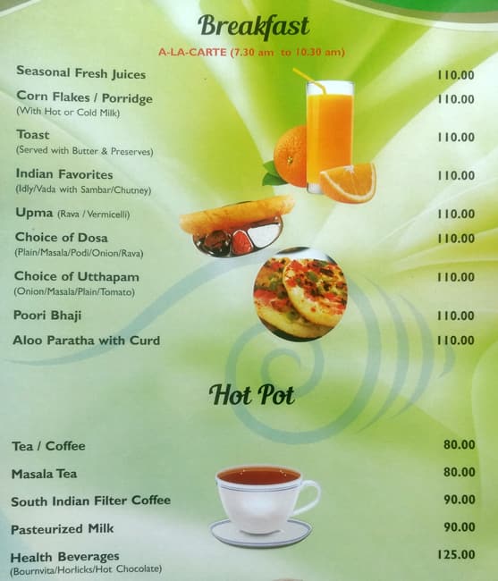 Panorama Multi Cuisine menu