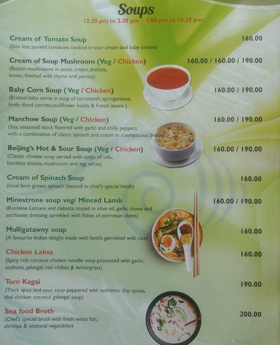 Panorama Multi Cuisine menu