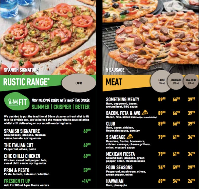 Debonairs Pizza Menu, Menu for Debonairs Pizza, Edenvale, East Rand ...