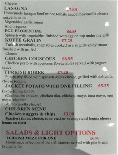 Cafe Efe menu