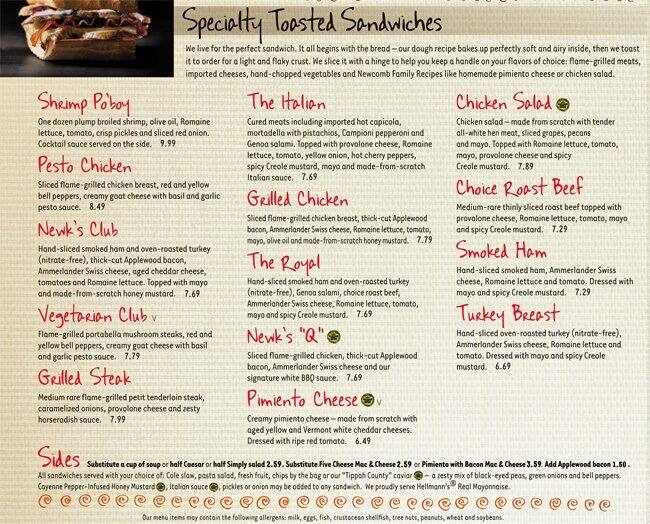 Printable Newks Menu 2023 Printable